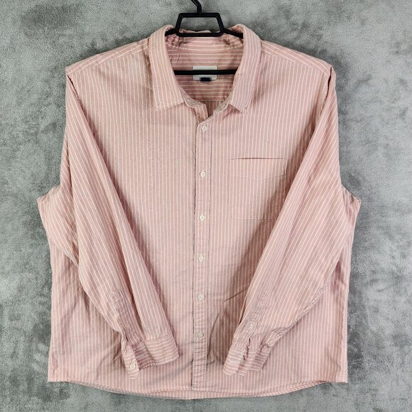 Men's American Eagle Super Soft Shirt Pink & White Striped Button-Down Size 3XL - Picture 2 of 8